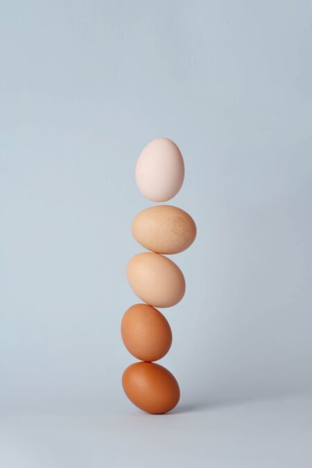 5 eggs stacked on top of each other